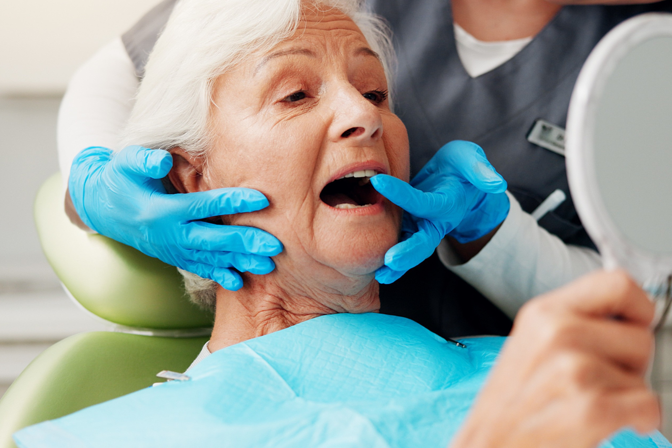 Elder woman during an All-on-4 consultation